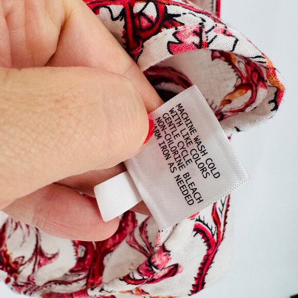 Nicole Miller Linen Blend Blouse Small Boho Floral Print Long Sleeve Top Small - Picture 4 of 6